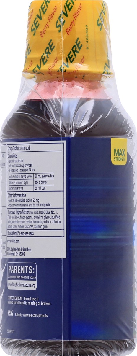 slide 4 of 9, Vicks NyQuil SEVERE Cold & Flu Liquid Berry Flavor Liquid Over-the-Counter Medicine, Powerful, Multi-Symptom Nighttime Relief for Headache, Fever, Sore Throat, Minor Aches and Pains, Nasal Congestion, Sinus Pressure, Sneezing, Runny Nose, and Cough, 2x8 O, 2 ct; 12 fl oz