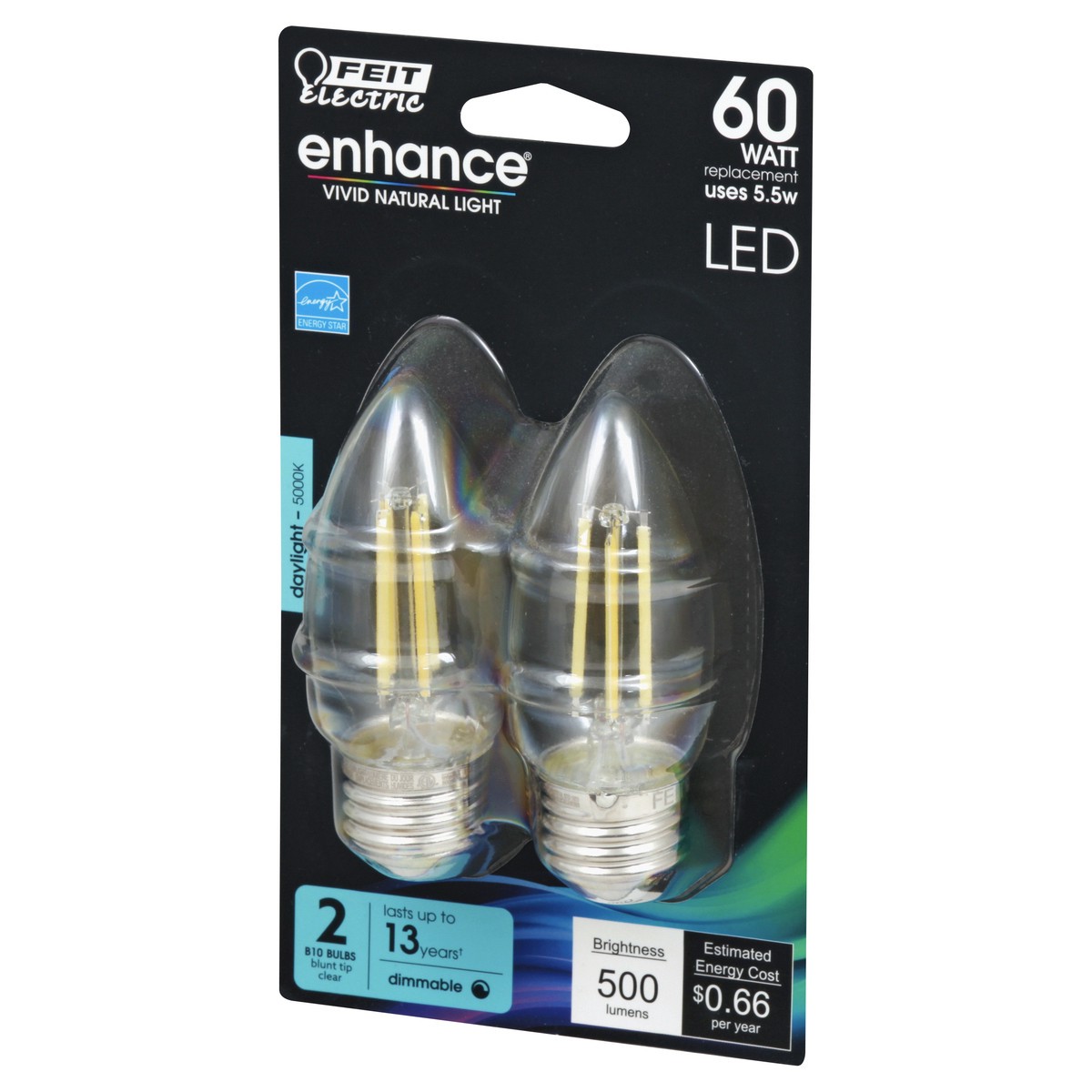 slide 7 of 10, Feit Electric Enhance 5.5 Watts LED Daylight Blunt Tip Clear Bulbs 2 ea, 2 ct