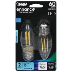 Feit Electric Enhance 5.5 Watts LED Daylight Blunt Tip Clear Bulbs 2 ea