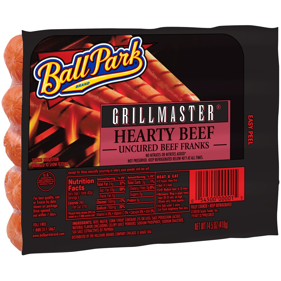 slide 2 of 5, Ball Park Grillmaster Hearty Beef Franks, 14.5 oz