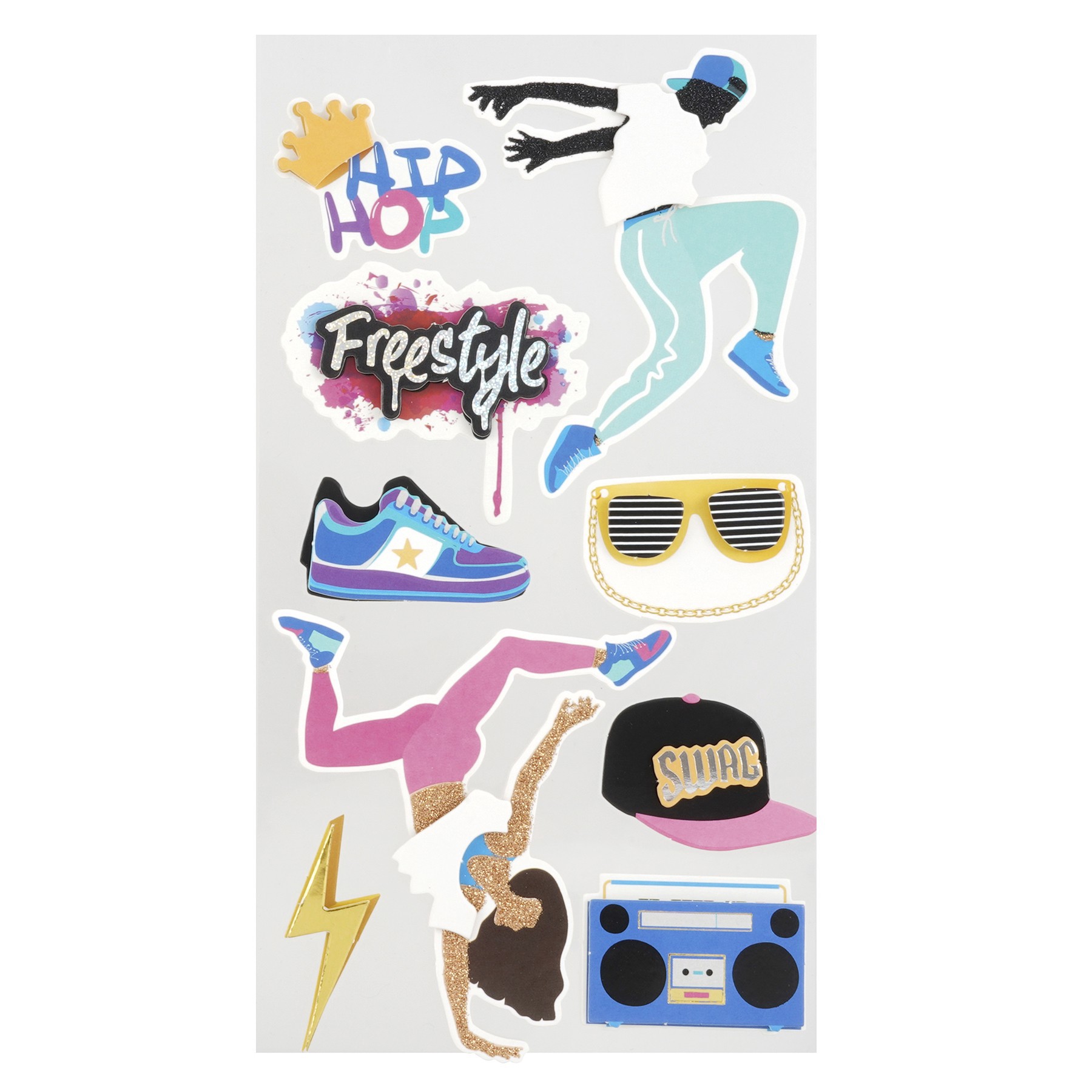 slide 6 of 6, Hip Hop Dance Stickers By Recollections, 4 in x 7 in
