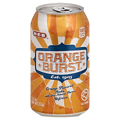 slide 1 of 1, H-E-B Orange Burst Soda - 12 oz, 12 oz