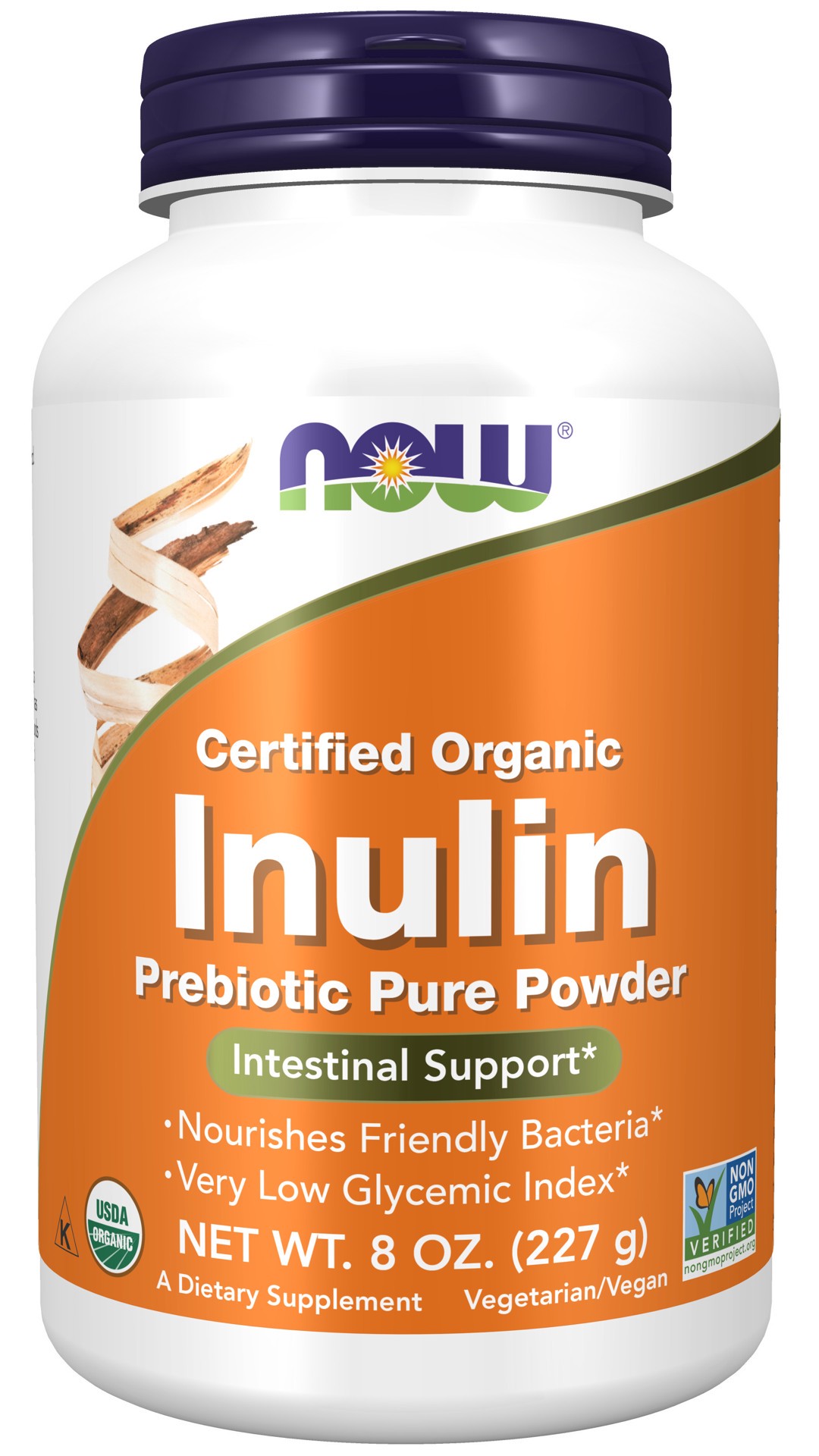 slide 1 of 4, NOW Supplements Inulin Prebiotic Pure Powder, Organic - 8 oz., 8 oz