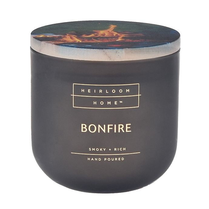 slide 1 of 1, Heirloom Home Bonfire Jar Candle with Wood Lid, 14 oz