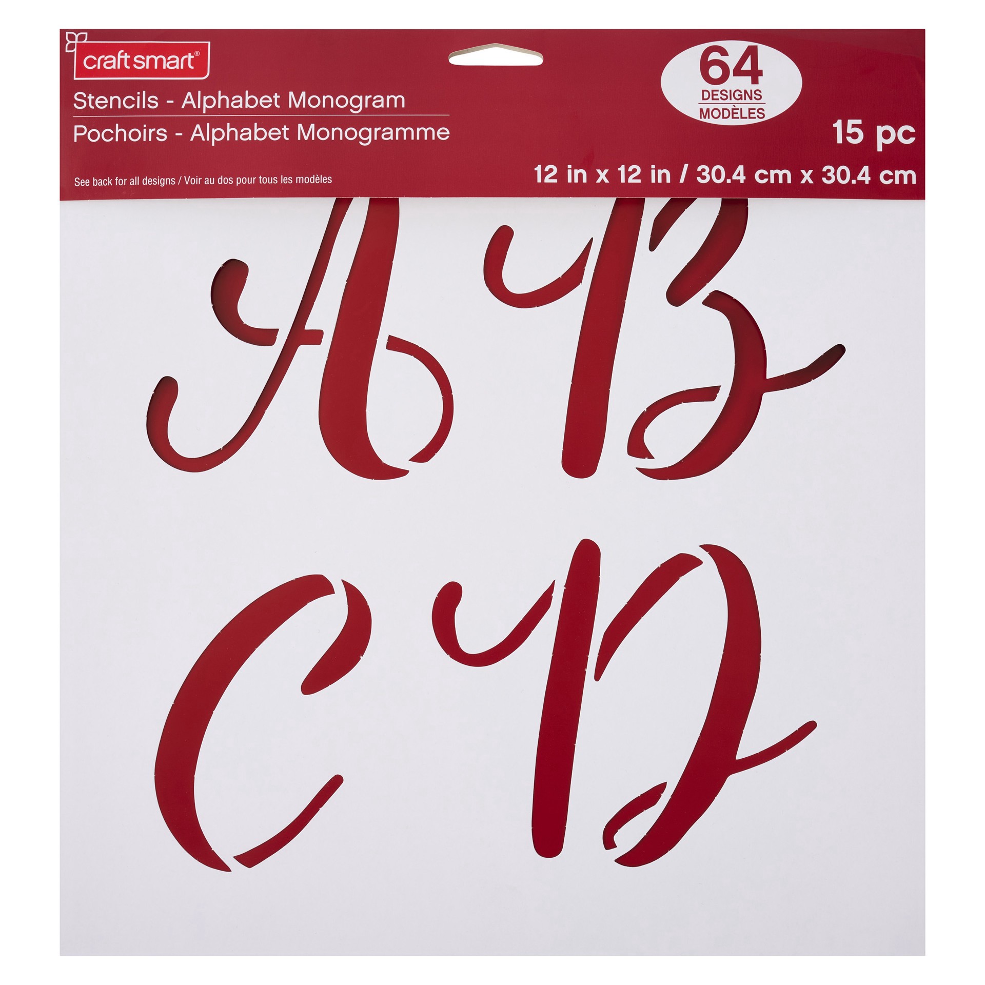 slide 3 of 4, Alphabet Monogram Stencils By Craft Smart, 12" X 12", 12 in x 12 in