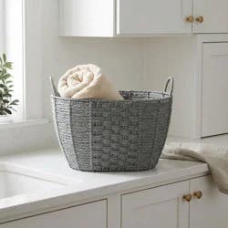 Rgi Paper Cord Center Trim Oval Basket Grey