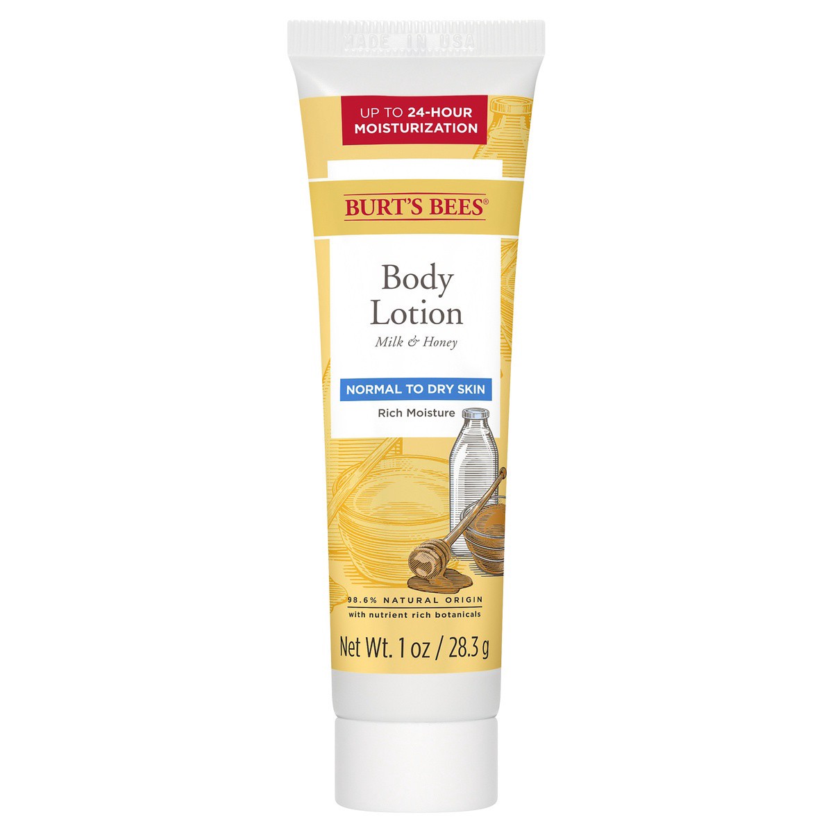 slide 1 of 2, Burt's Bees Milk & Honey Body Lotion, 1 fl oz