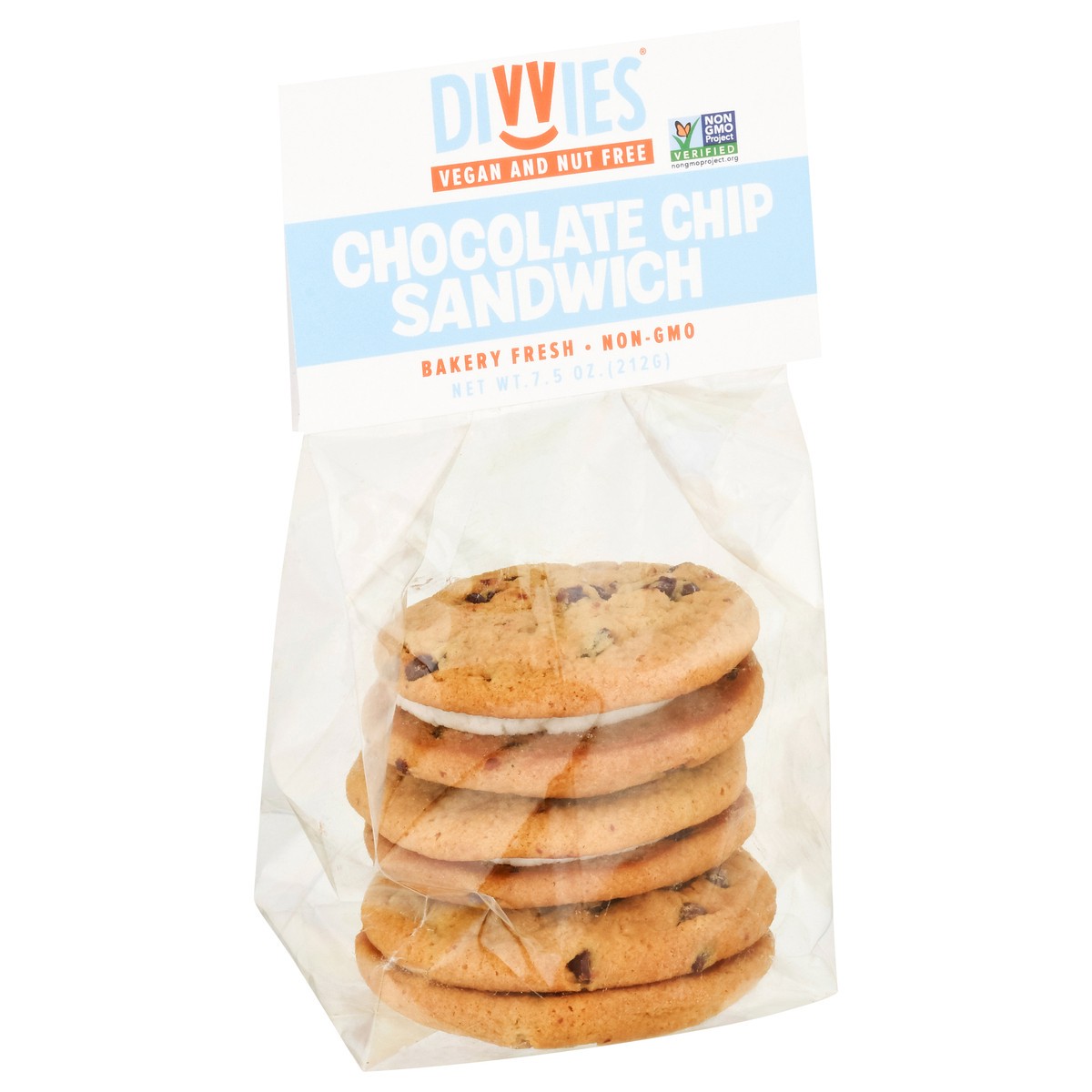 slide 6 of 9, Divvies Chocolate Chip Cookie Sandwiches, 7.5 oz