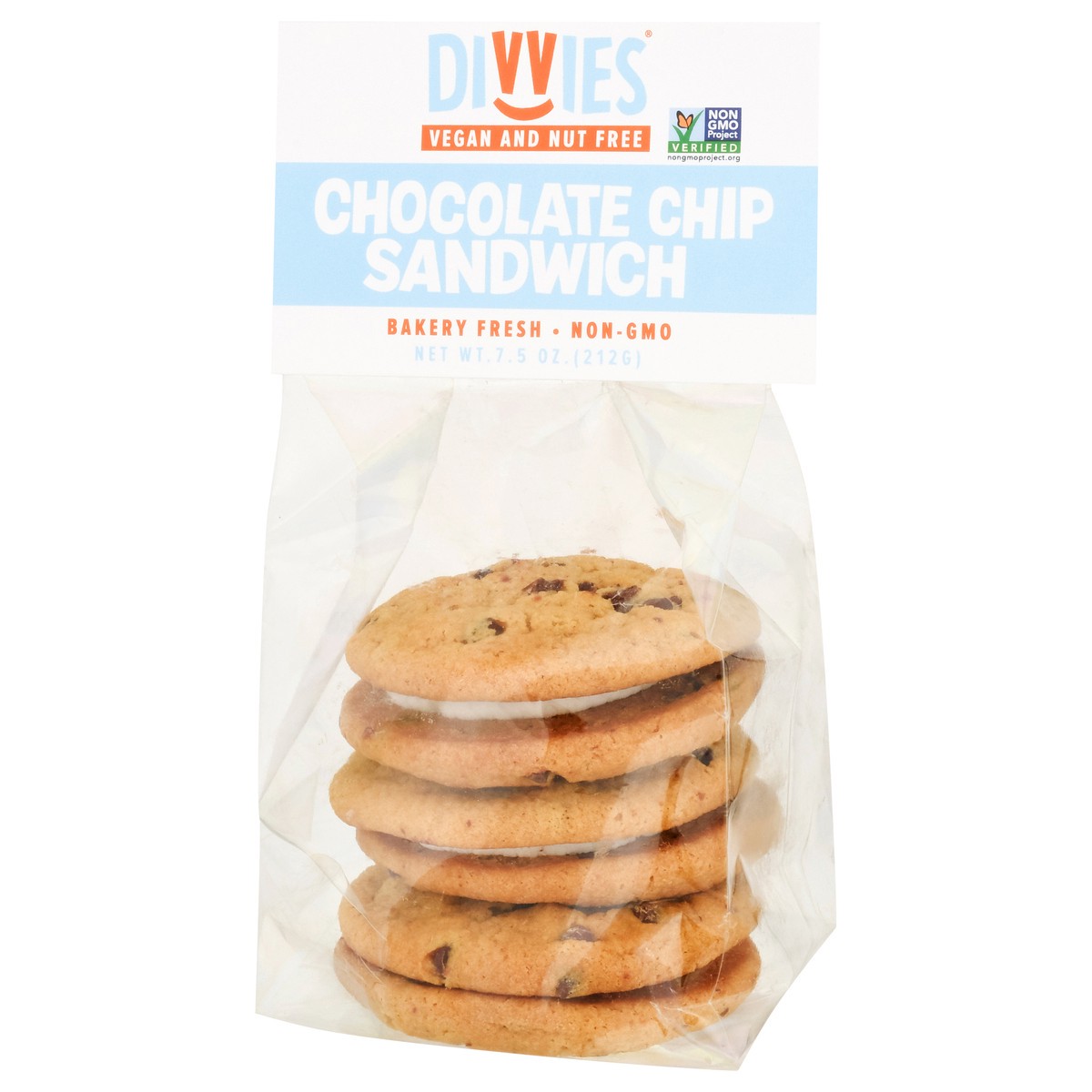 slide 9 of 9, Divvies Chocolate Chip Cookie Sandwiches, 7.5 oz