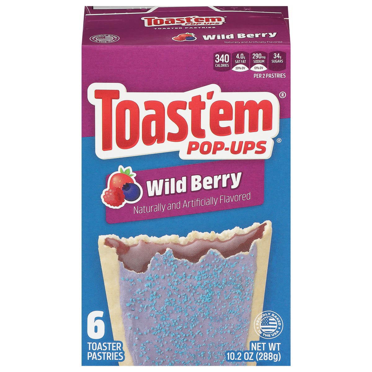 slide 1 of 9, Toast'em Pop-ups Wild Berry Toaster Pastries 6 ea, 6 ct