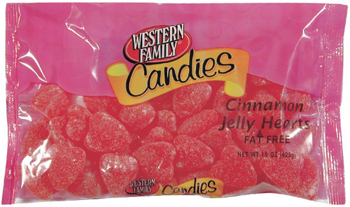 slide 1 of 1, Western Family Hot Jelly Hearts, 11 oz