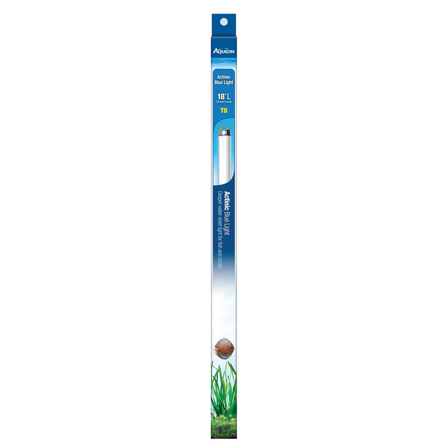 slide 1 of 1, Aqueon T8 Actinic Blue Light Fluorescent Aquarium Lamp, 17 Watts, 24 in