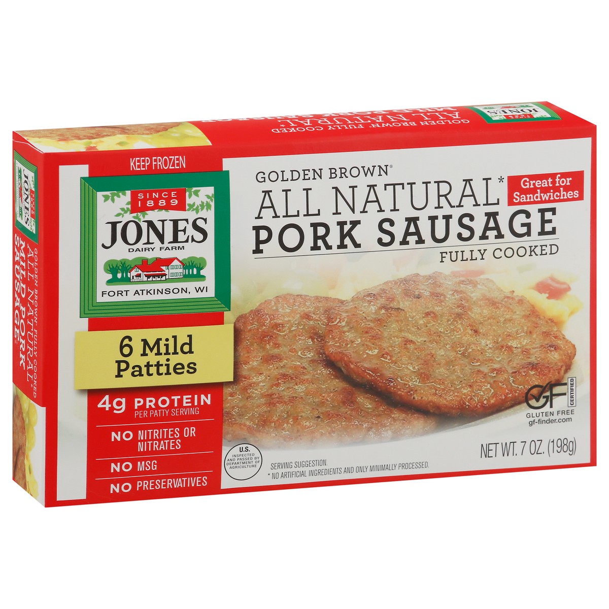 slide 2 of 9, Jones Dairy Farm Golden Brown Mild Pork Sausage Patties 6 ea, 6 ct