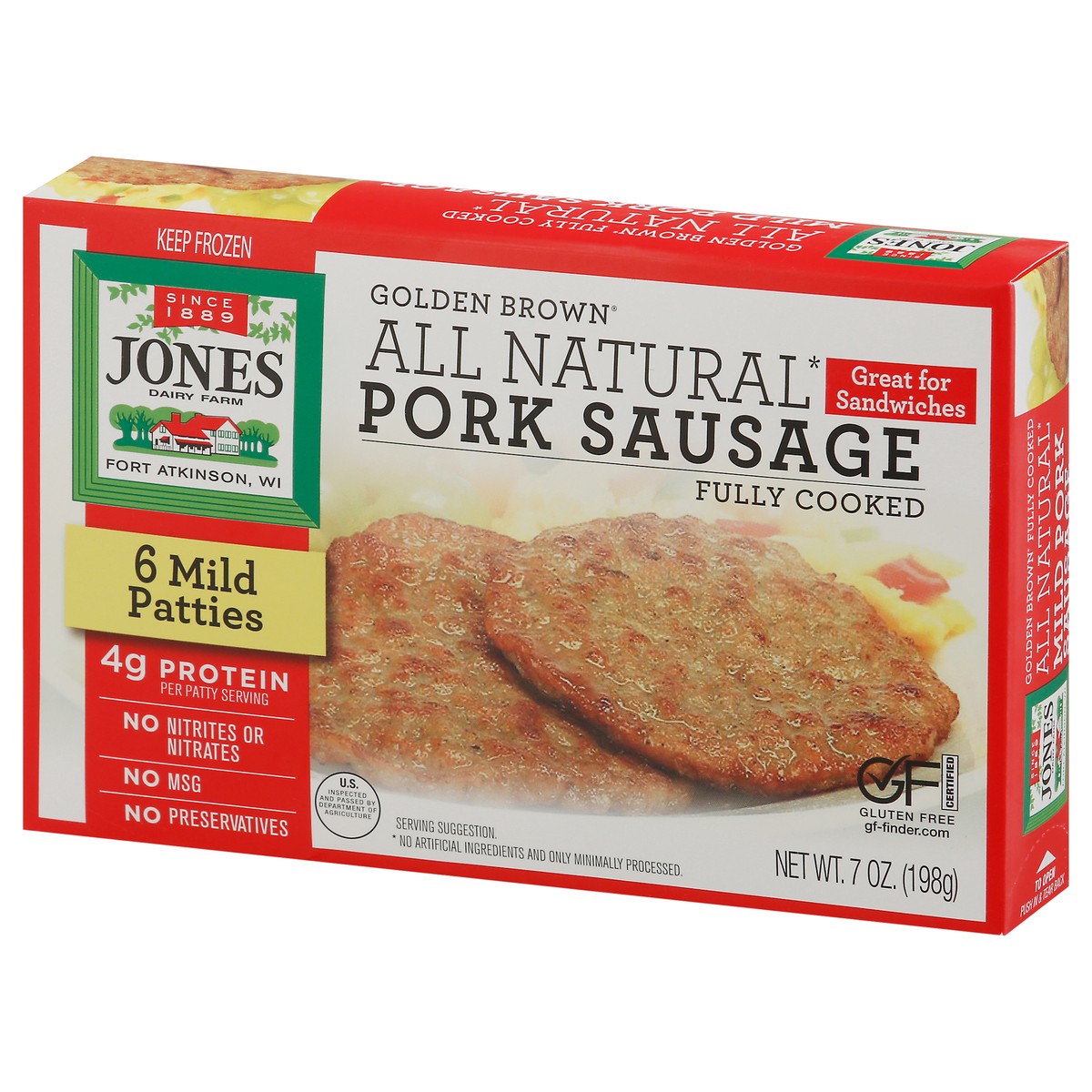 slide 3 of 9, Jones Dairy Farm Golden Brown Mild Pork Sausage Patties 6 ea, 6 ct