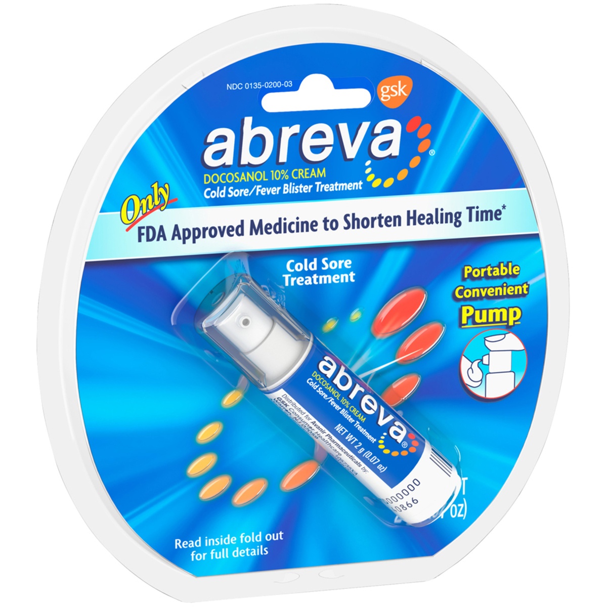 slide 2 of 7, Abreva 10% Docosanol Cold Sore Treatment, Treats Your Fever Blister in 2.5 Days - 0.07 oz Pump, 0.07 oz