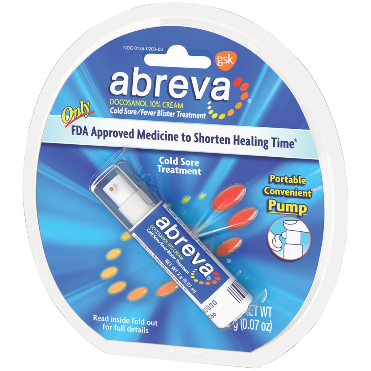 slide 3 of 7, Abreva 10% Docosanol Cold Sore Treatment, Treats Your Fever Blister in 2.5 Days - 0.07 oz Pump, 0.07 oz