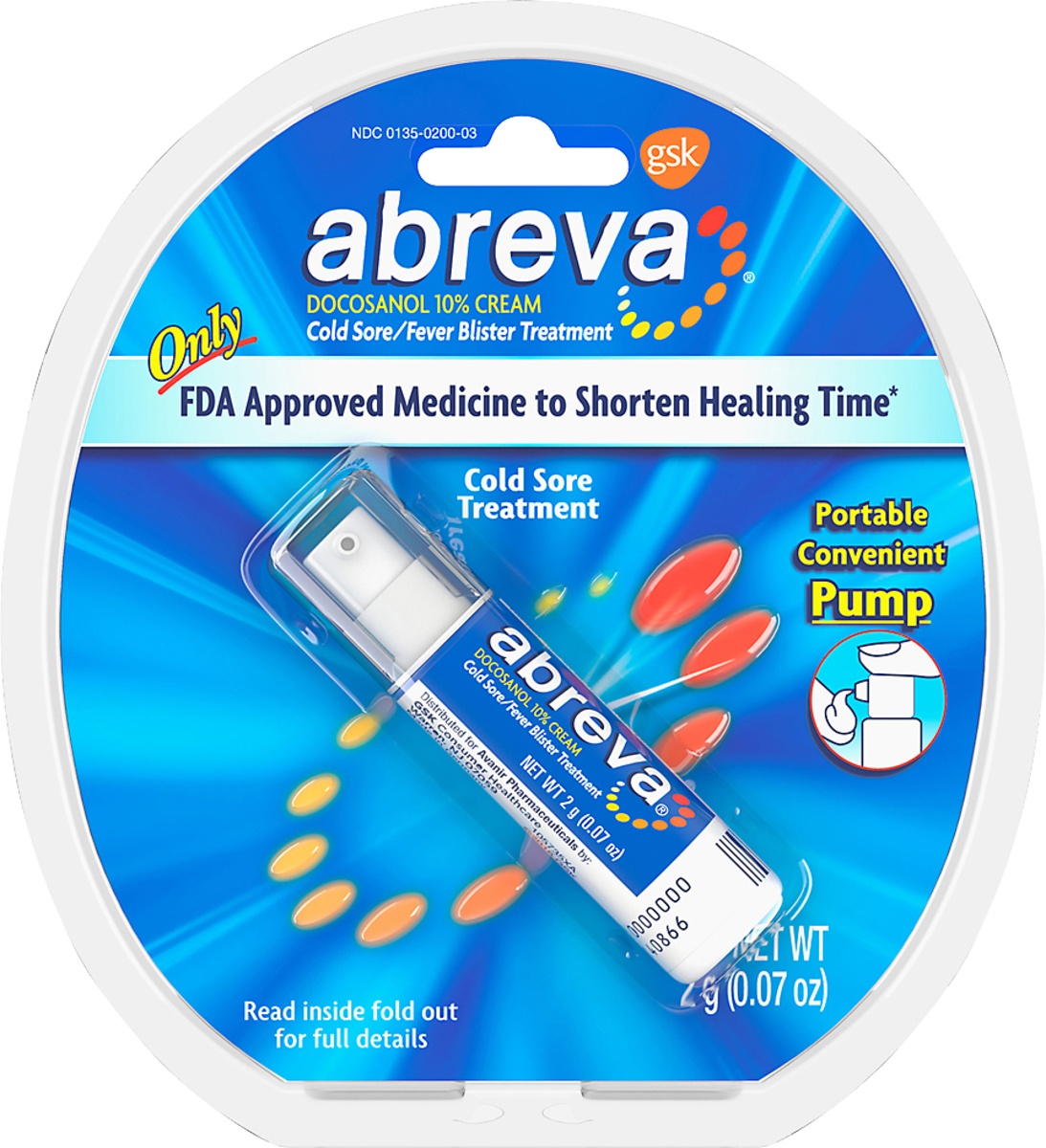 slide 5 of 7, Abreva 10% Docosanol Cold Sore Treatment, Treats Your Fever Blister in 2.5 Days - 0.07 oz Pump, 0.07 oz