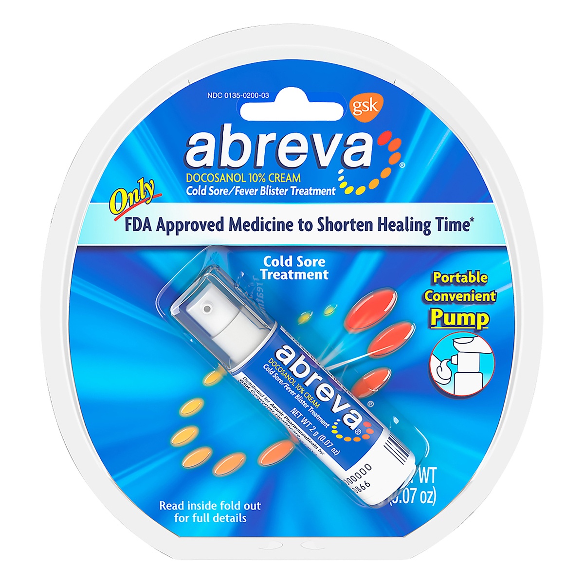 slide 7 of 7, Abreva 10% Docosanol Cold Sore Treatment, Treats Your Fever Blister in 2.5 Days - 0.07 oz Pump, 0.07 oz