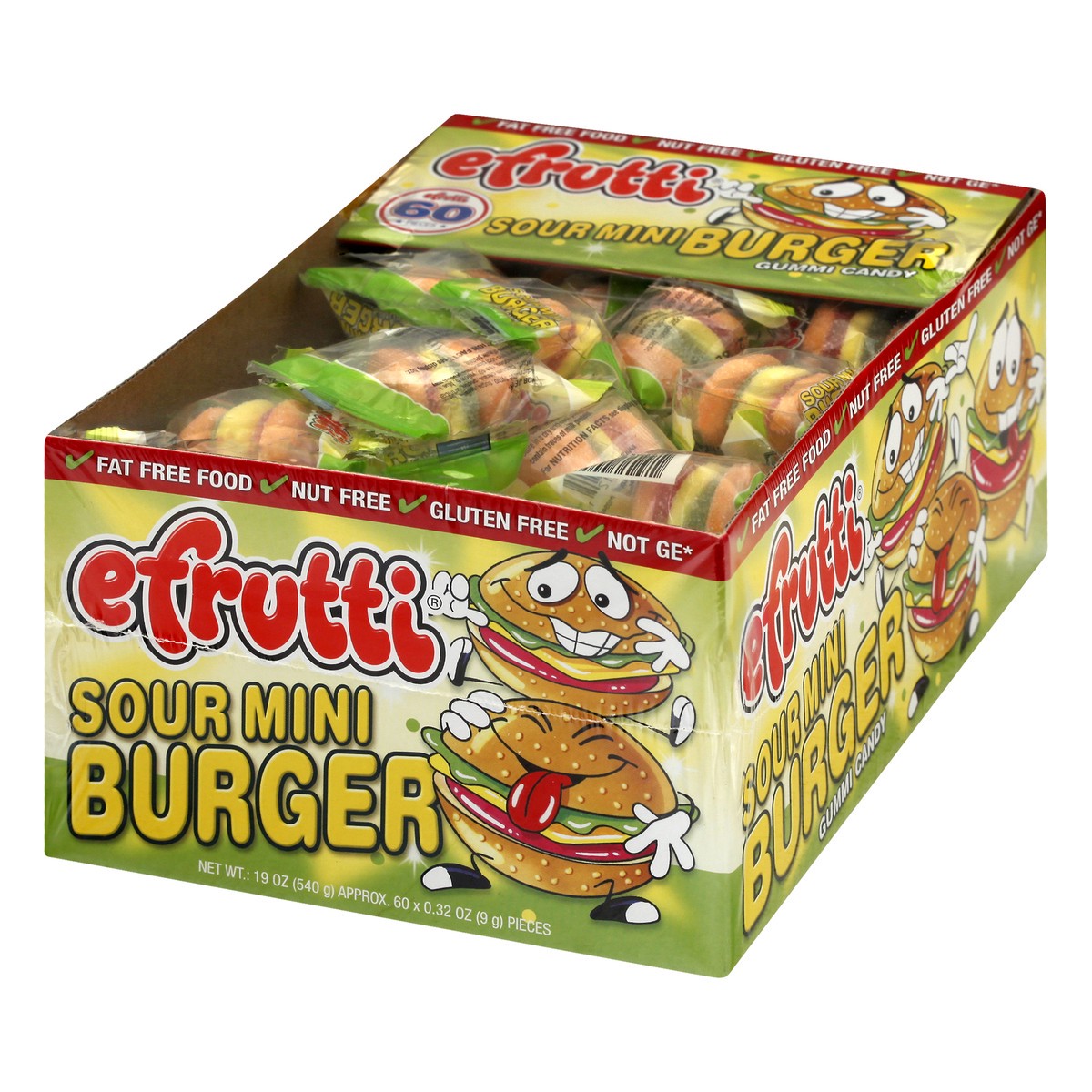 slide 4 of 10, eFrutti Sour Mini Burger Gummi Candy 60 ea, 60 ct