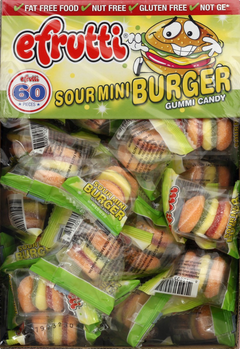 slide 10 of 10, eFrutti Sour Mini Burger Gummi Candy 60 ea, 60 ct