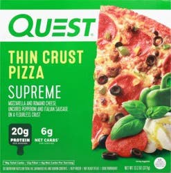 Quest Quest Thin Crust Pizza, Supreme, High Protein 13.3oz (Frozen Pizza) 13.3 Oz. (Frozen)