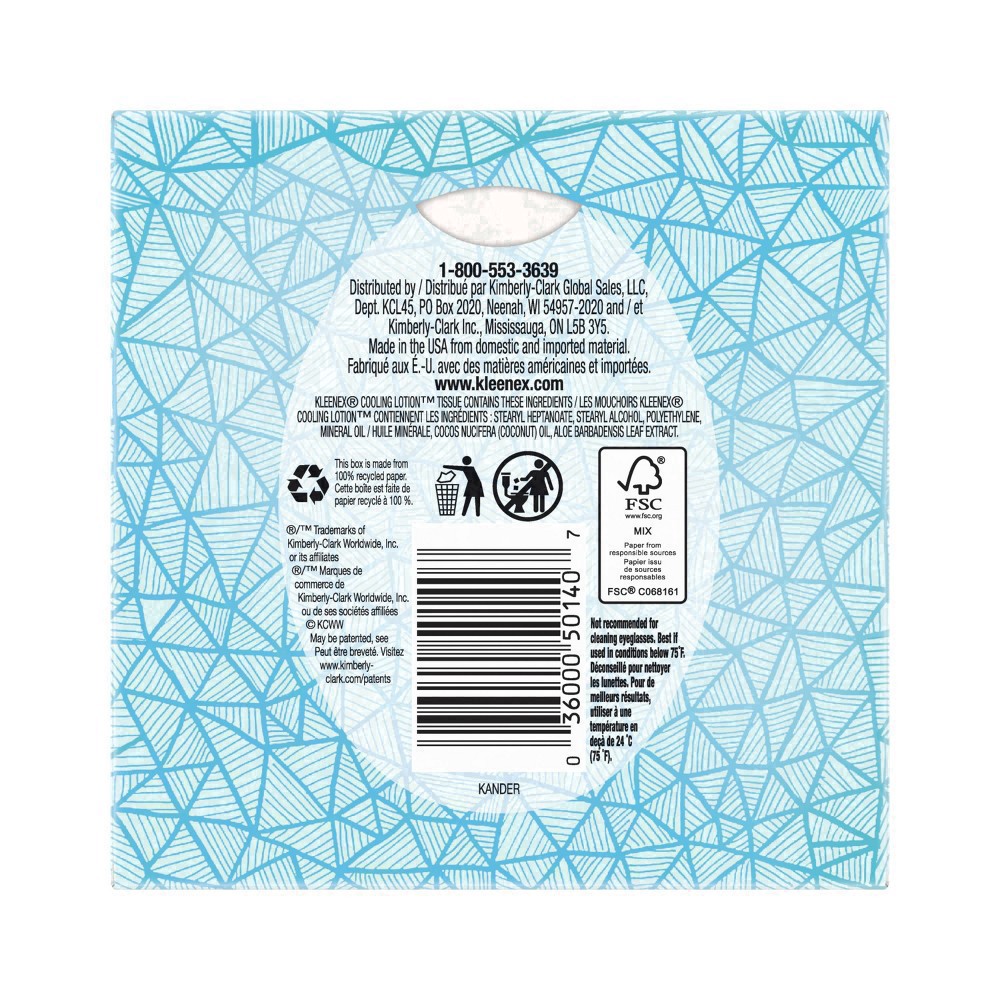 slide 73 of 100, Kleenex Cooling Lotion 2-Ply Unscented Tissues 45 ea, 45 ct