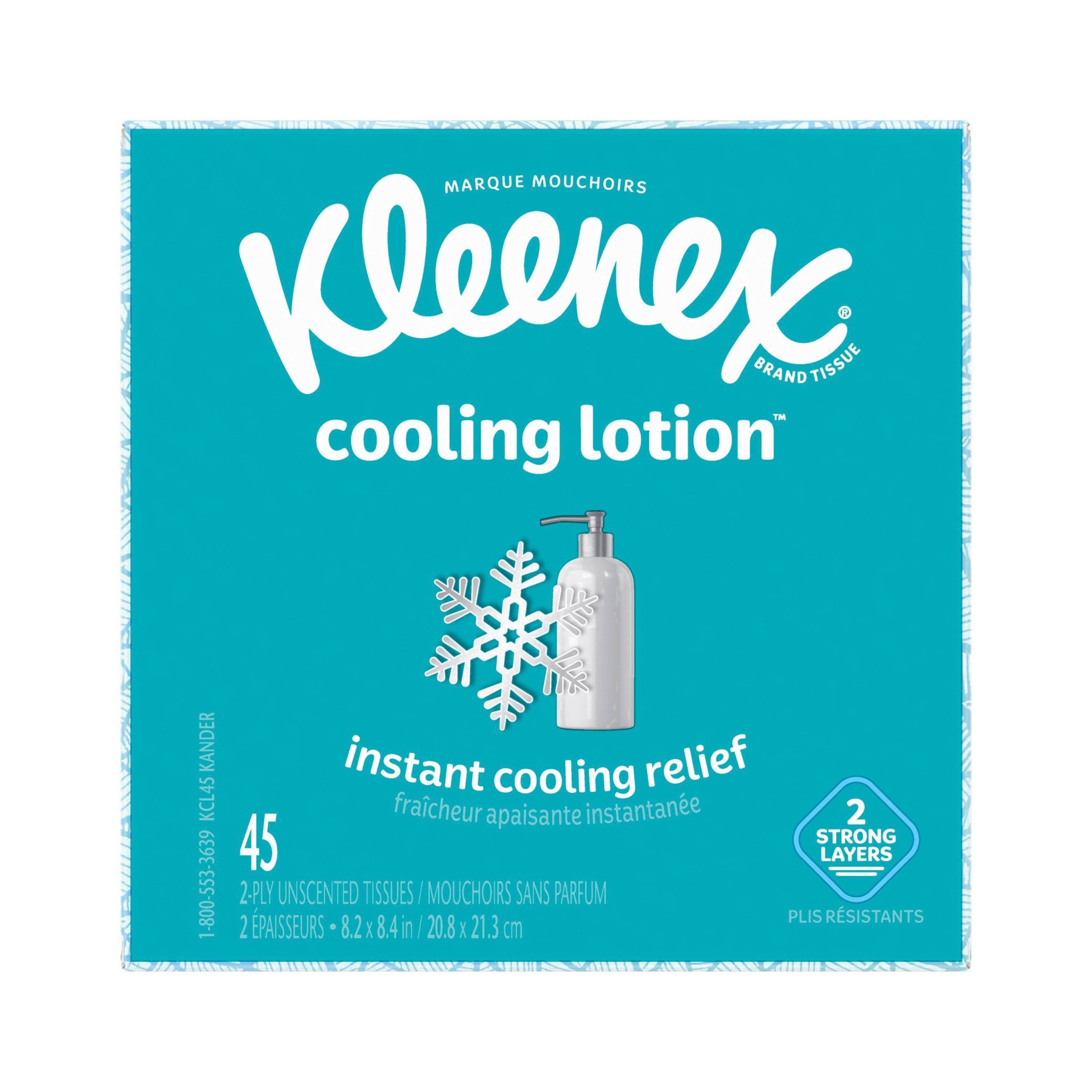 slide 78 of 100, Kleenex Cooling Lotion 2-Ply Unscented Tissues 45 ea, 45 ct