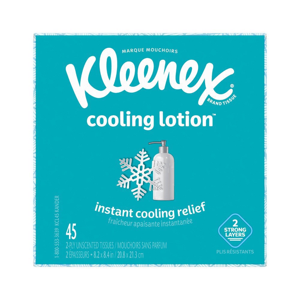 slide 11 of 100, Kleenex Cooling Lotion 2-Ply Unscented Tissues 45 ea, 45 ct