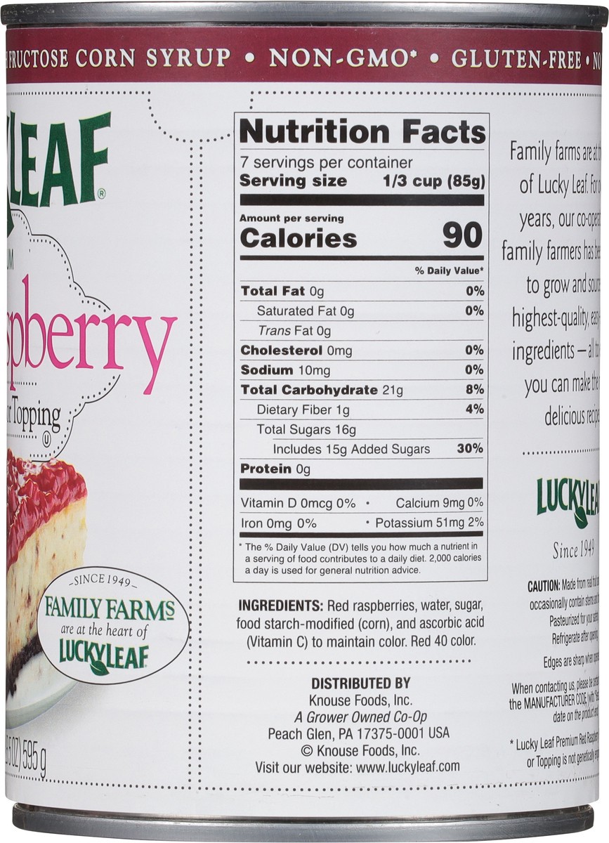 slide 5 of 9, Lucky Leaf Premium Red Raspberry Fruit Filling 21 oz, 21 oz