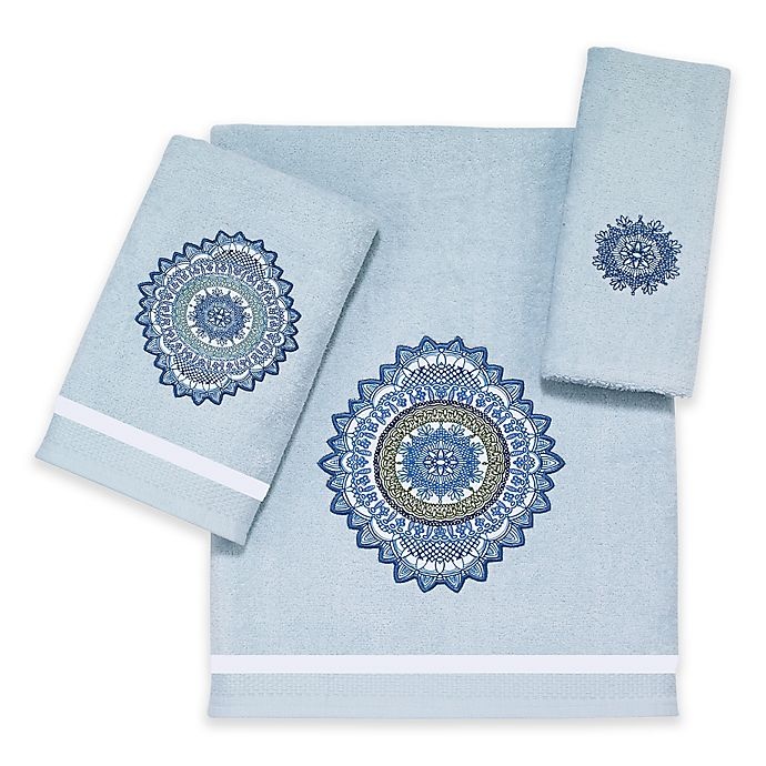 slide 1 of 1, Avanti Boho Hand Towel - Aqua, 1 ct