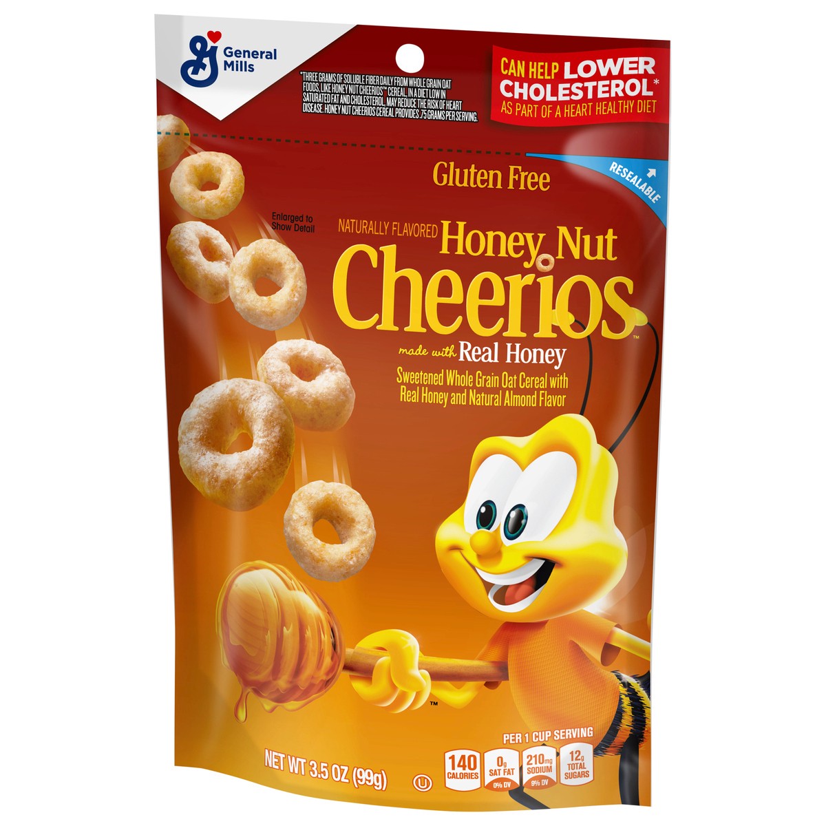 slide 3 of 11, Cheerios Honey Nut Cheerios Heart Healthy Cereal, 3.5 OZ Resealable Bag, 3.5 oz