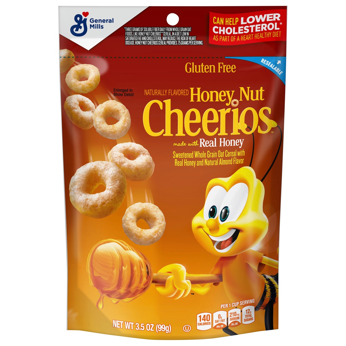 slide 11 of 11, Cheerios Honey Nut Cheerios Heart Healthy Cereal, 3.5 OZ Resealable Bag, 3.5 oz