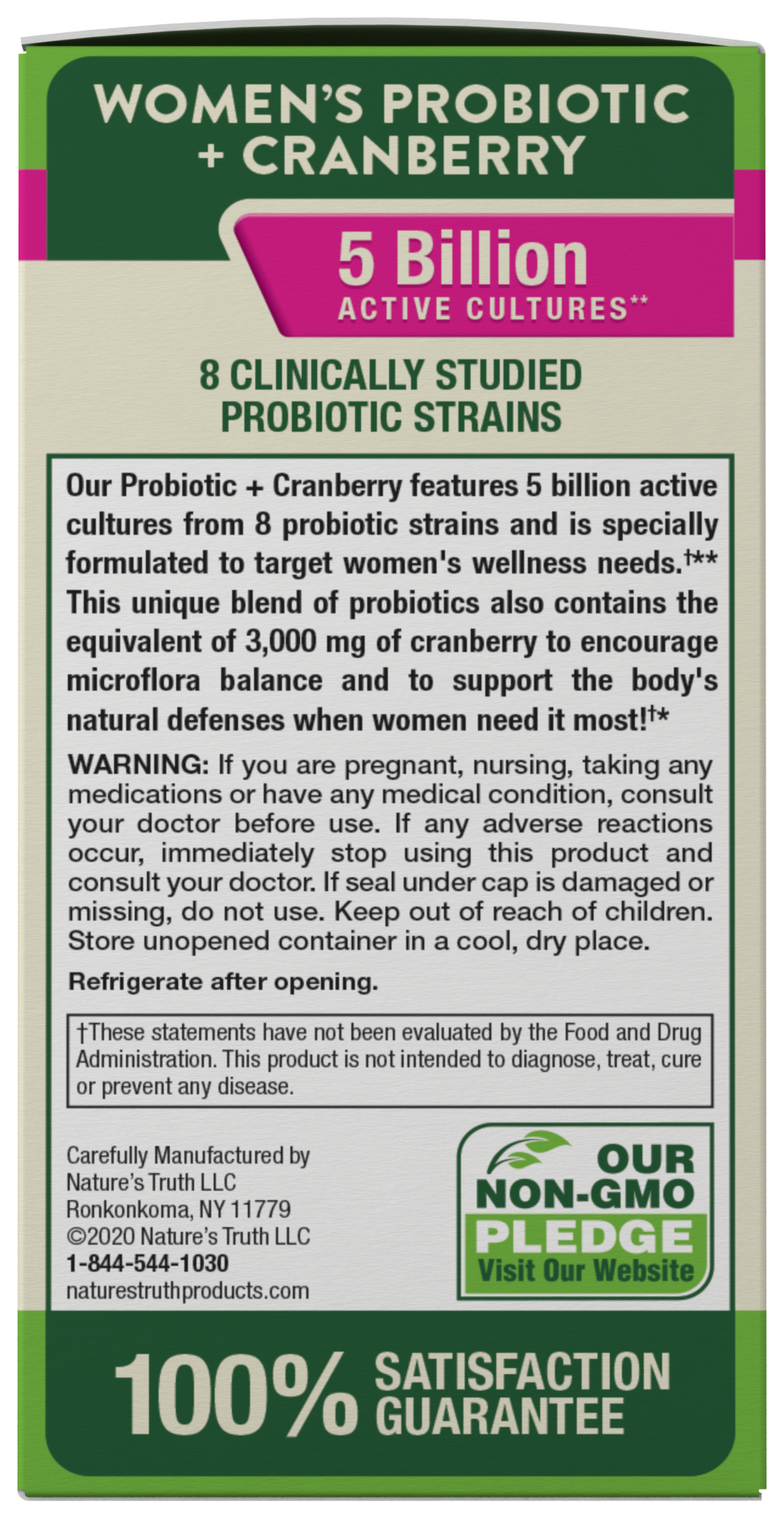 slide 3 of 4, Nature's Truth Women's Vegetarian Capsules Probiotic + Cranberry 40 ea, 40 ct