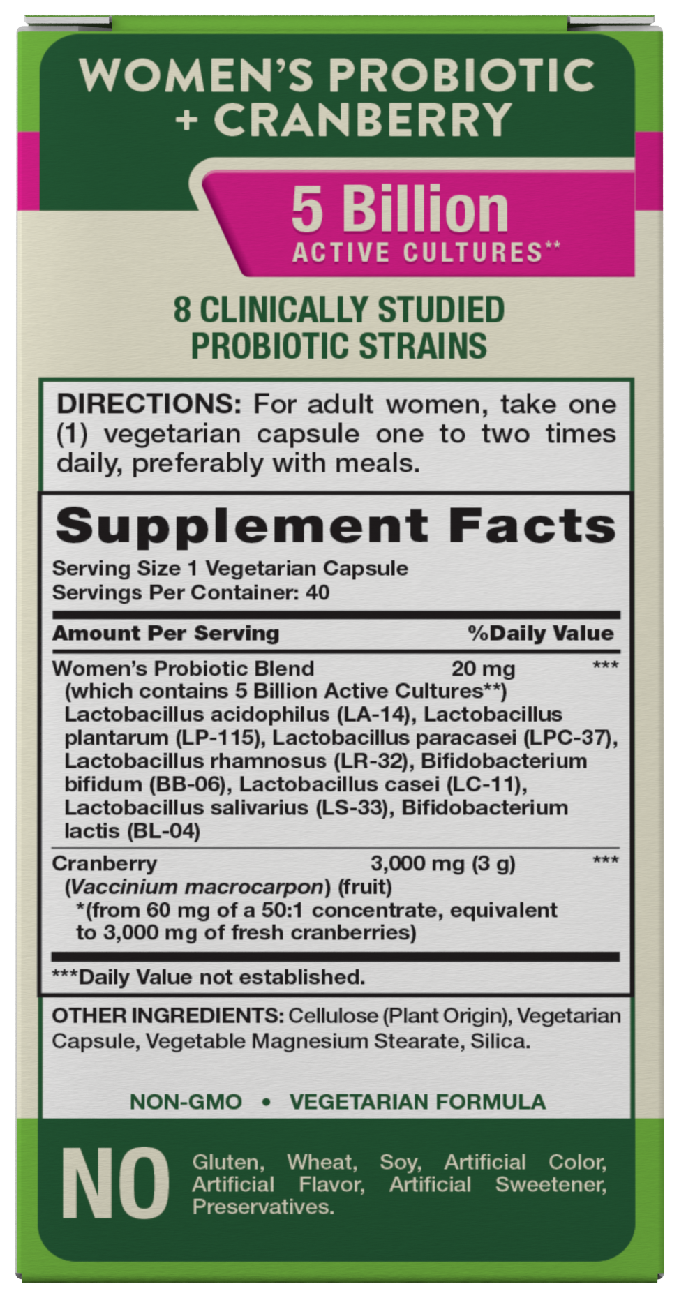 slide 4 of 4, Nature's Truth Women's Vegetarian Capsules Probiotic + Cranberry 40 ea, 40 ct