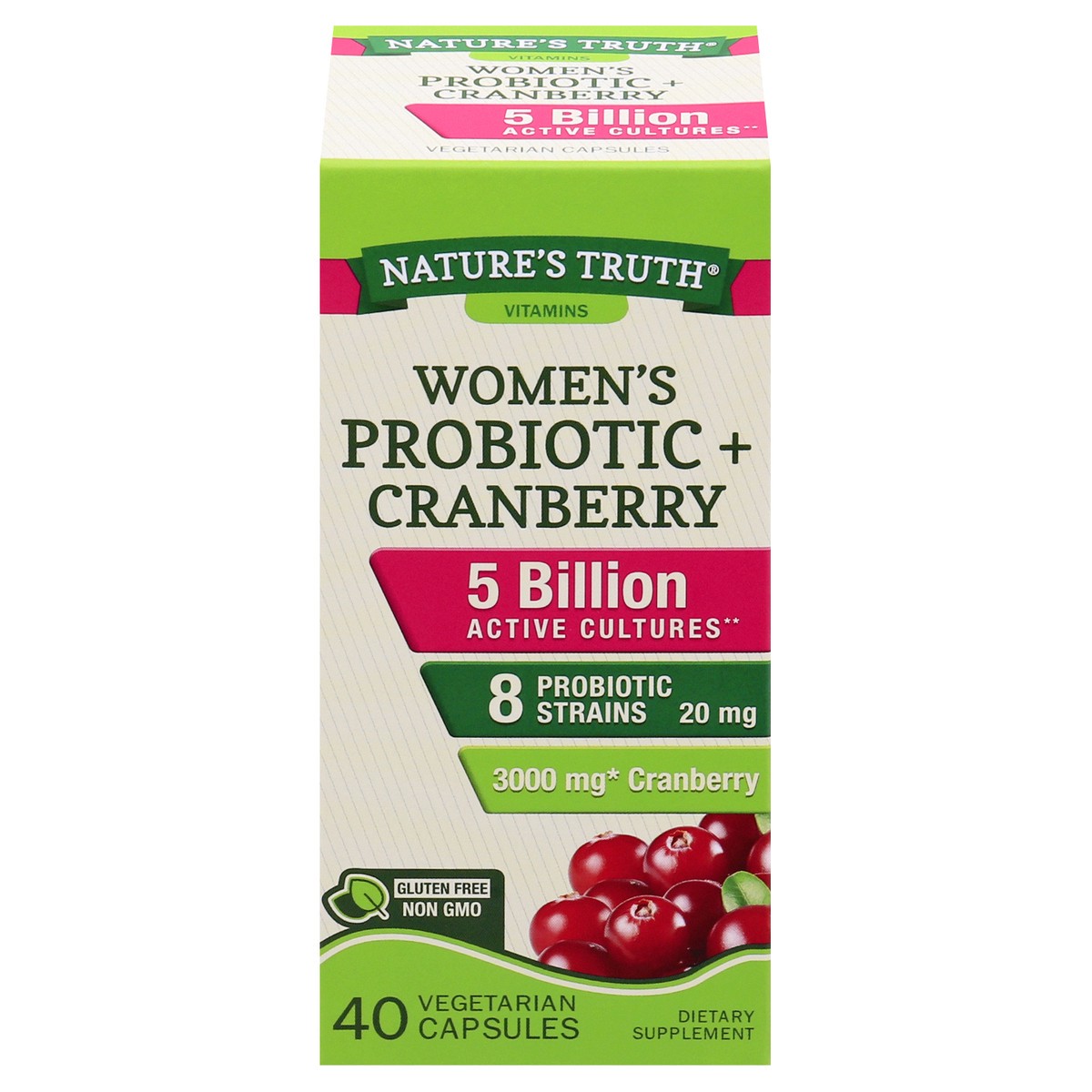 slide 1 of 4, Nature's Truth Women's Vegetarian Capsules Probiotic + Cranberry 40 ea, 40 ct