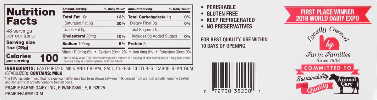 slide 10 of 10, Prairie Farms Cream Cheese, Original, 3 lb