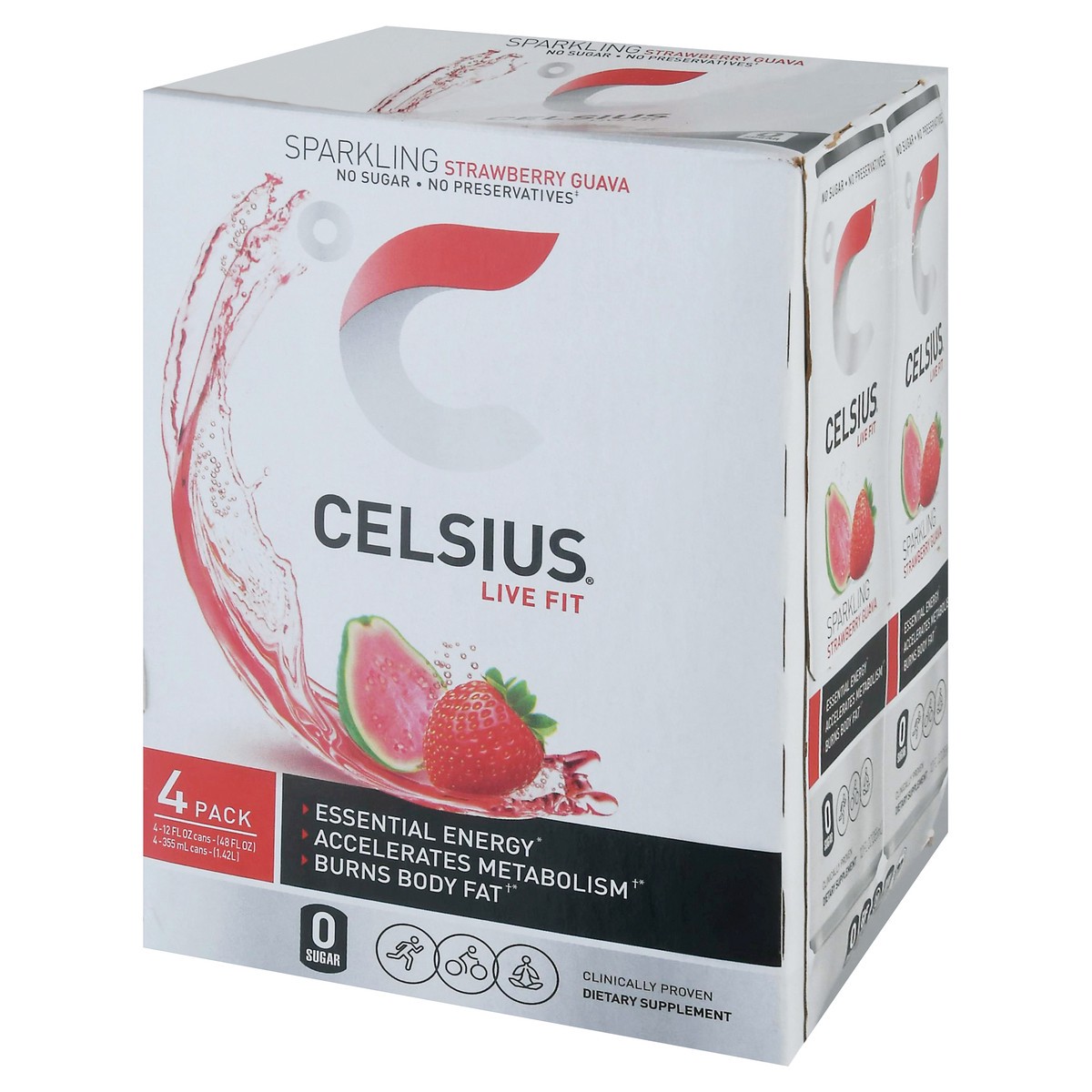 slide 4 of 9, CELSIUS Life Fit Strawberry Guava Energy Drink - 4 ct, 48 oz