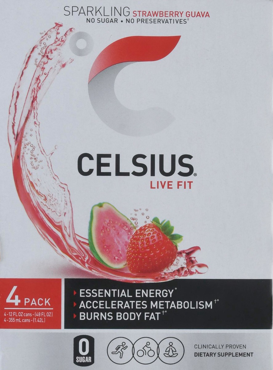 slide 8 of 9, CELSIUS Life Fit Strawberry Guava Energy Drink - 4 ct, 48 oz