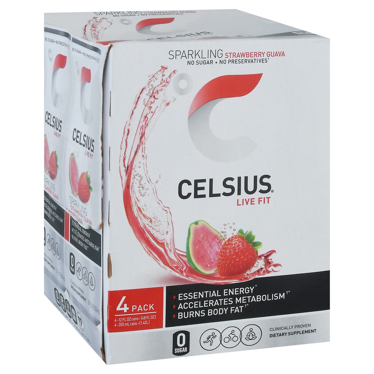 slide 6 of 9, CELSIUS Life Fit Strawberry Guava Energy Drink - 4 ct, 48 oz