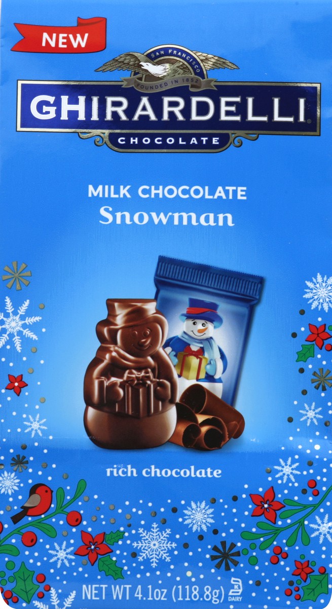 slide 4 of 4, Ghirardelli Milk Chocolate Snowman Bag, 4.2 oz