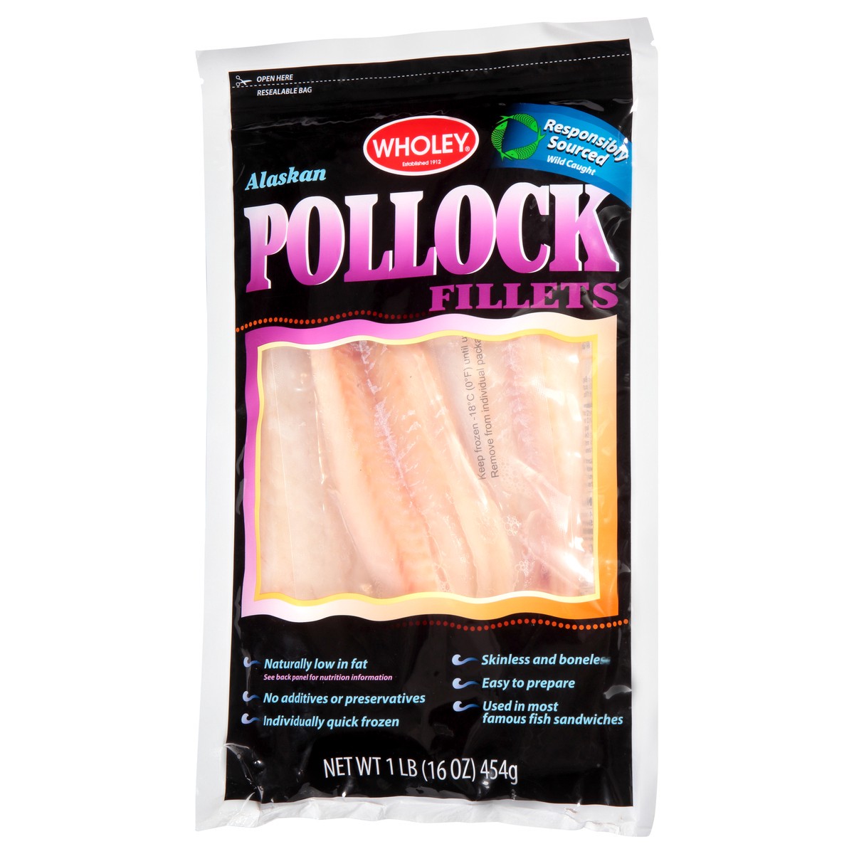 slide 12 of 13, Wholey Alaskan Fillets Pollock 1 lb, 1 lb