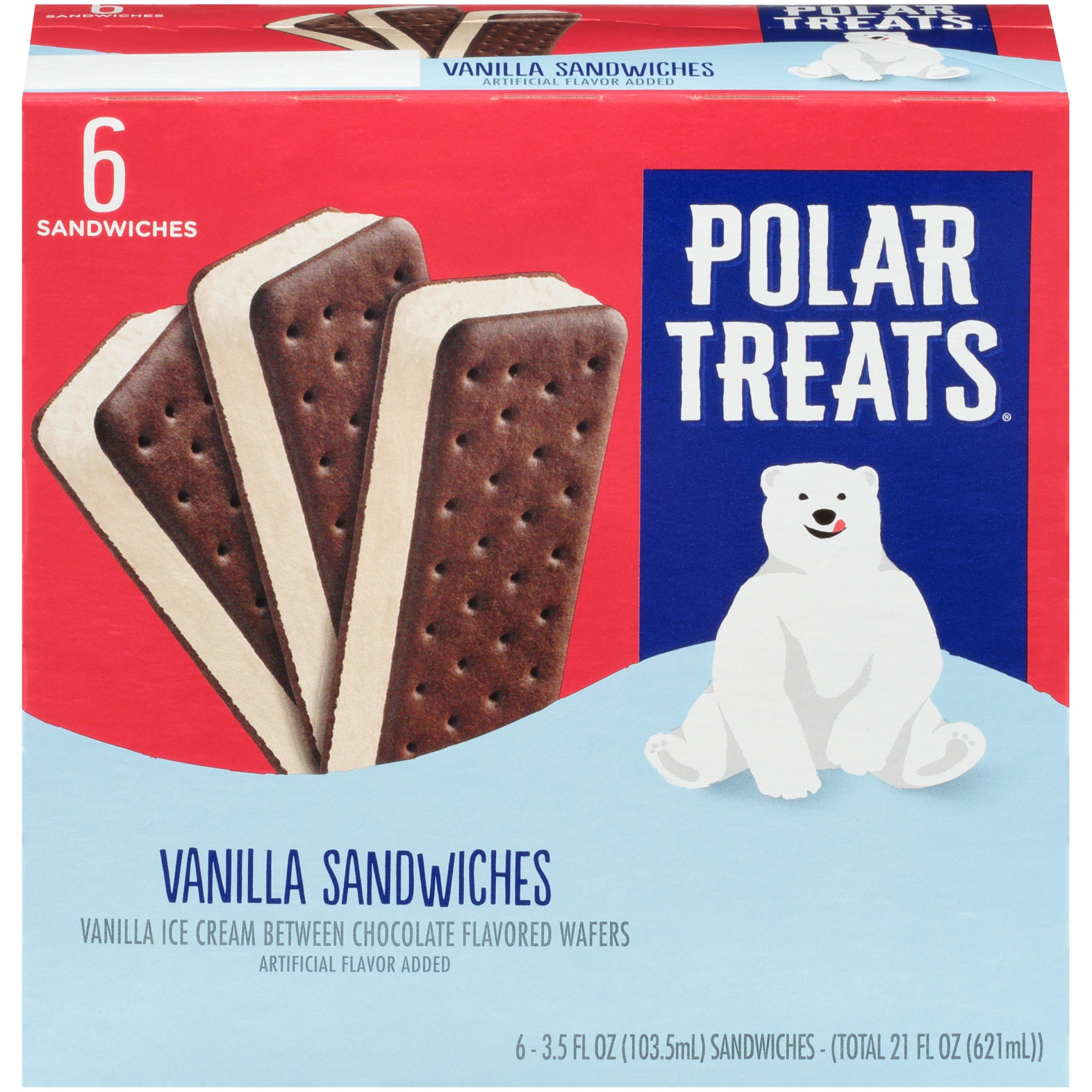 slide 6 of 7, Polar Treats Vanilla Ice Cream Sandwich, 6 ct