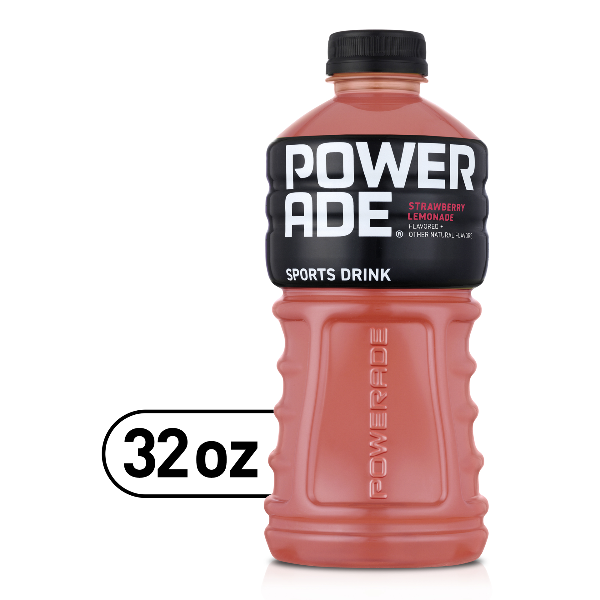 slide 1 of 4, POWERADE Strawberry Lemonade, ION4 Electrolyte Enhanced Fruit Flavored Sports Drink w/ Vitamins B3, B6, and B12, Replenish Sodium, Calcium, Potassium, Magnesium, 32 fl oz, 32 fl oz