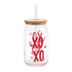 Holiday Home Valentines Soda Can Glass Sipper XOXO