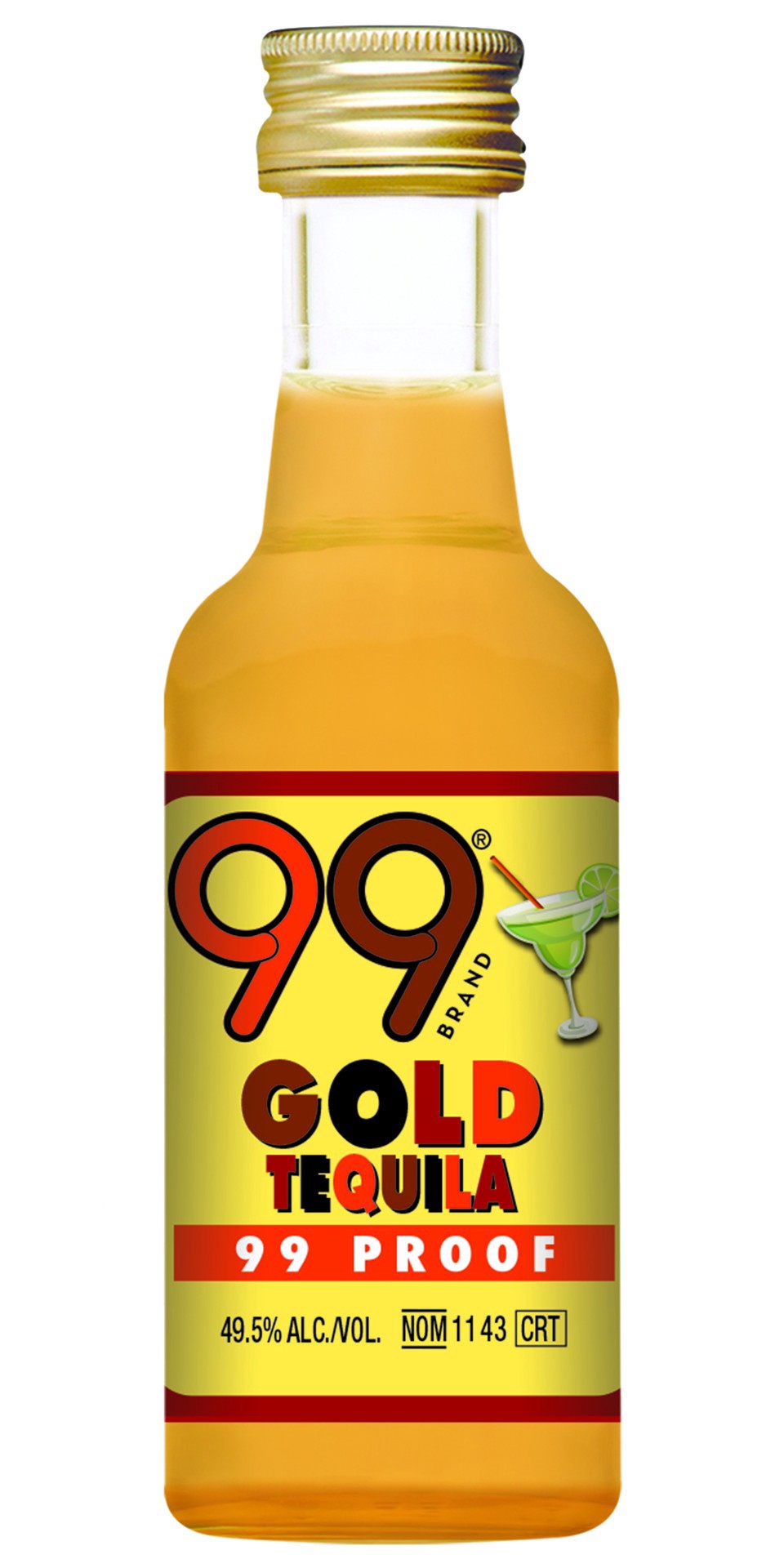 slide 1 of 1, 99 Brand Gold Tequila, 50 mL Bottle, 99 Proof, 50 ml