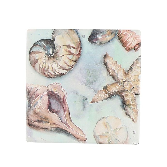 slide 1 of 1, Thirstystone Occasions Watercolor Shell Toss II Square Coaster, 1 ct