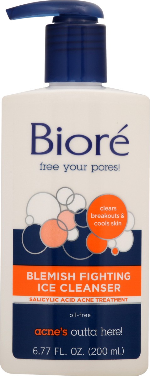 slide 4 of 9, Biore Face Wash, Blemish Fighting Ice Cleanser, Salicylic Acid, Clears and Helps Prevent Acne Breakouts, Cools & Refreshes Skin, Oil Free, 6.77 Oz, 6.77 fl oz