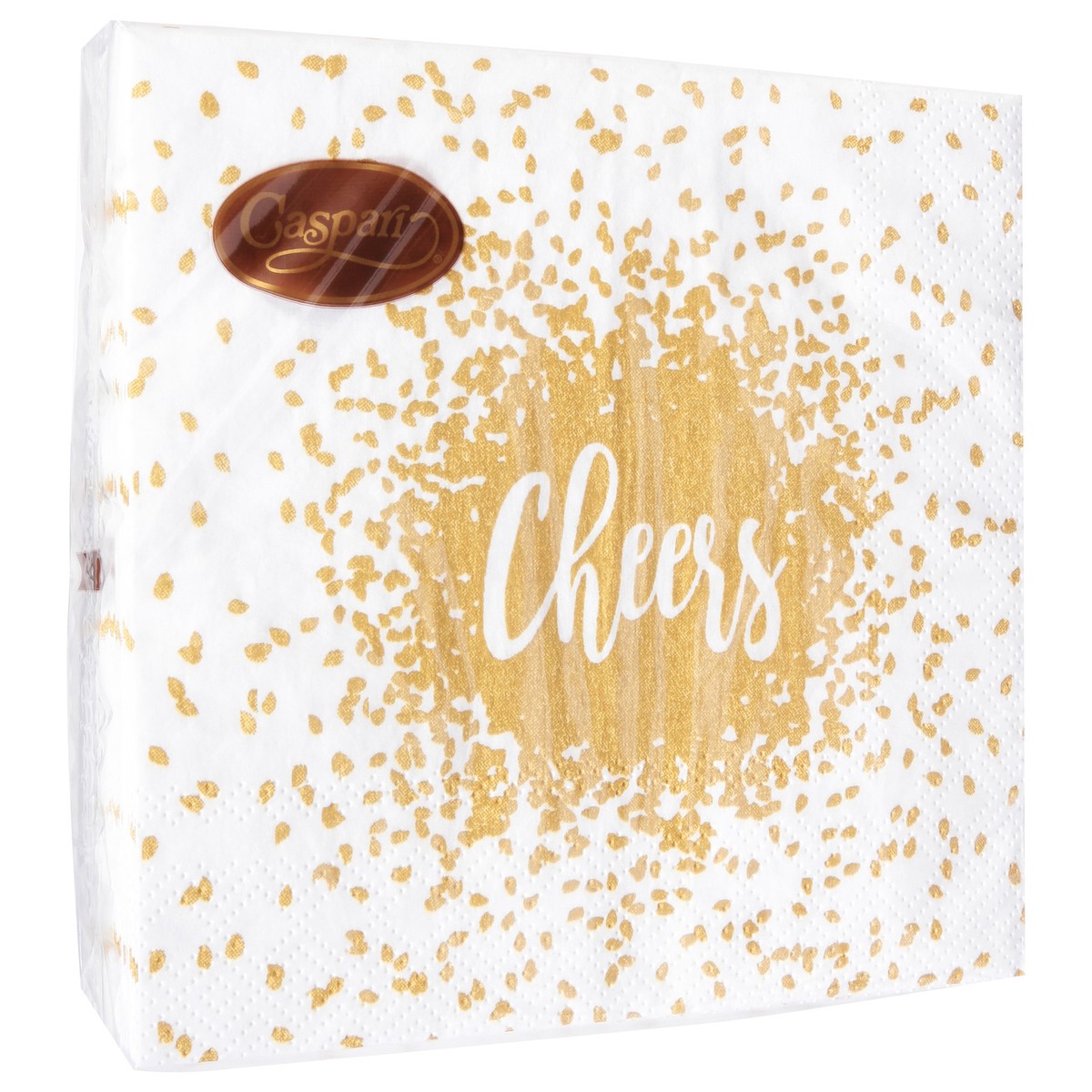 slide 3 of 9, Caspari 3-Ply Cheers Gold Napkins 20 ea, 20 ct
