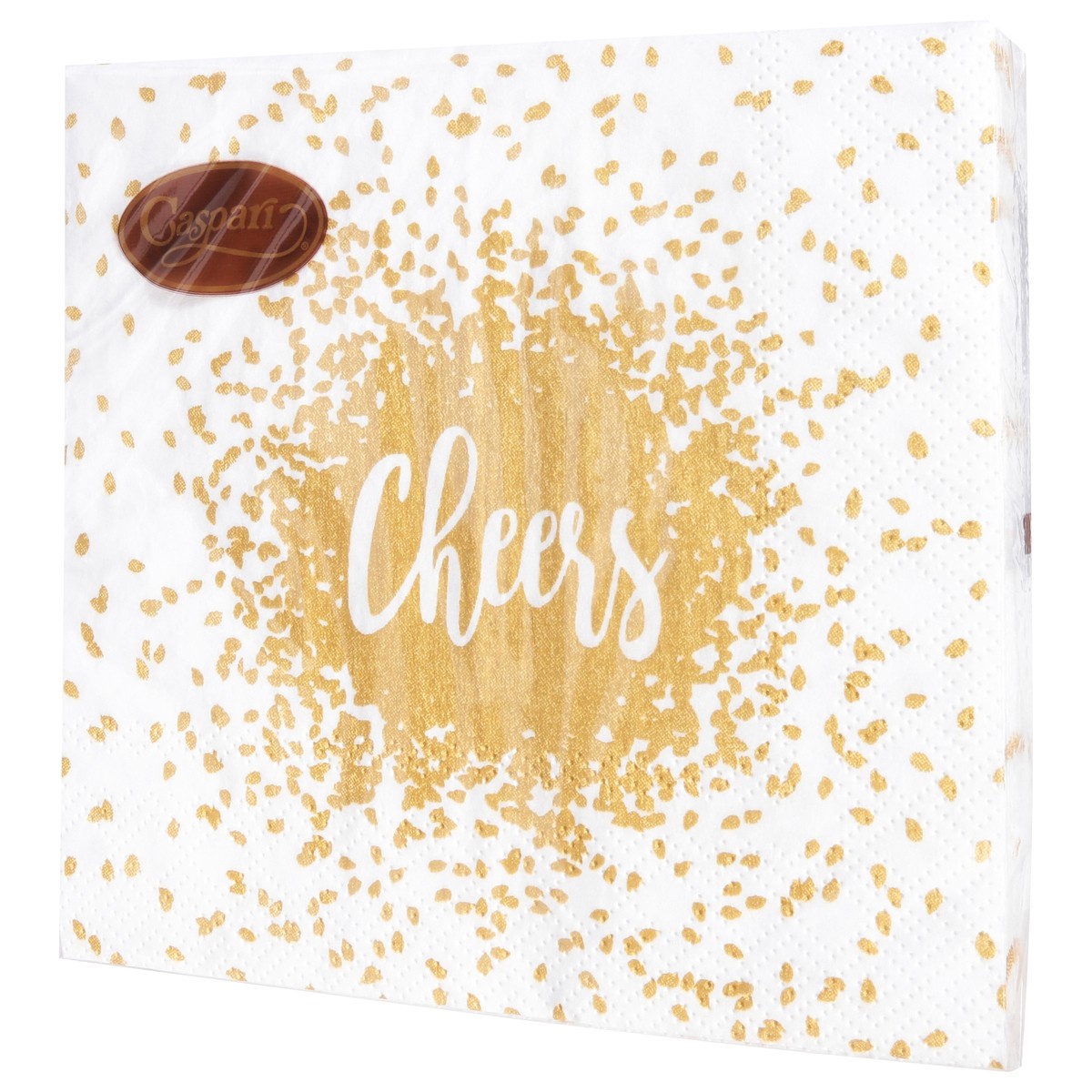 slide 9 of 9, Caspari 3-Ply Cheers Gold Napkins 20 ea, 20 ct