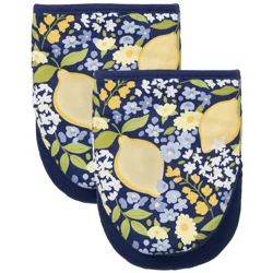 ROOM & RETREAT Mcs Spring Crammed Lemon Floral 2pk Grabber Mitt, 6.5 In X 5.6 In